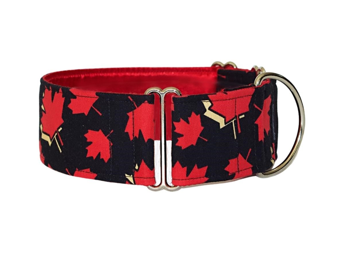 Your pup can show some Canadian spirit with this bright red and black maple leaf collar!