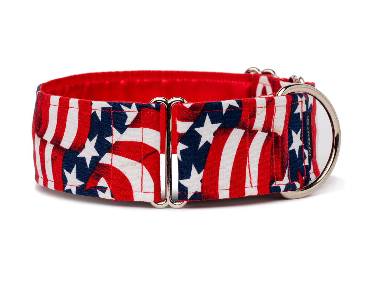 Waving ribbons of red and white and stars on fields of blue are a must for any patriotic American pooch! Perfect for July 4th, Memorial Day, or any time your pup is feeling festive!