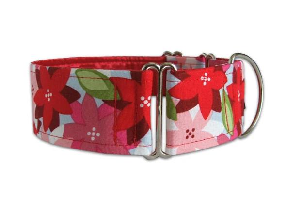 Red and pink poinsettia flowers are perfect for the sophisticated holiday hound!