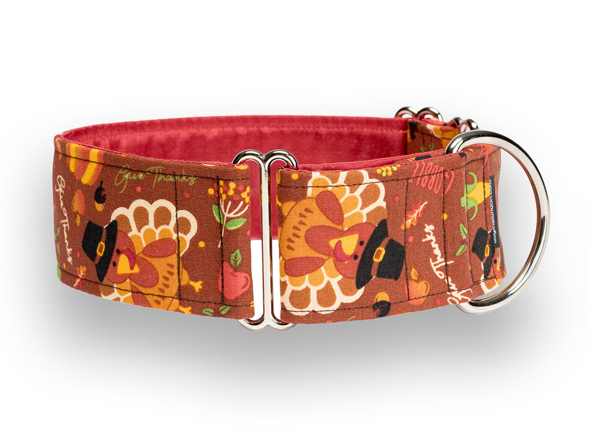 In this cute turkeys and pumpkins collar, your pup will be dressed to gobble up all the leftovers... or anything that happens to "fall" from the table!