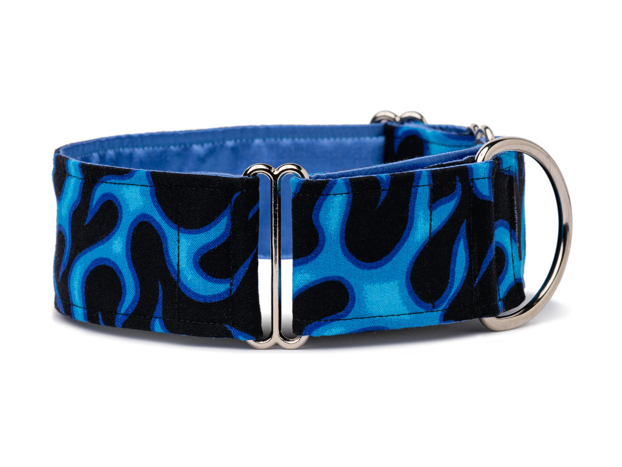 Sizzling blue flames on black will highlight your pup's bright personality and feisty attitude!