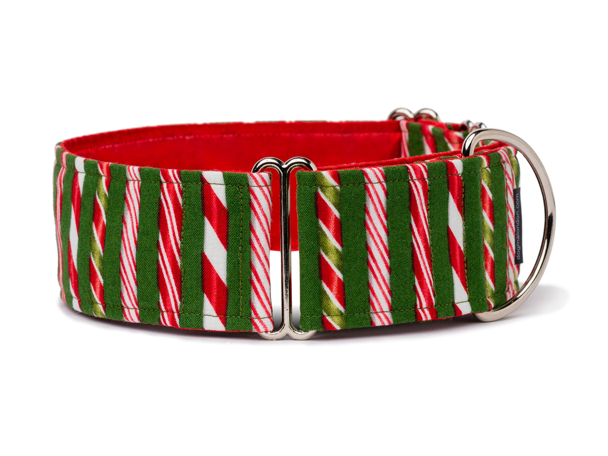 Iconic red and white peppermint sticks are a classic Christmas treat your dog can wear!