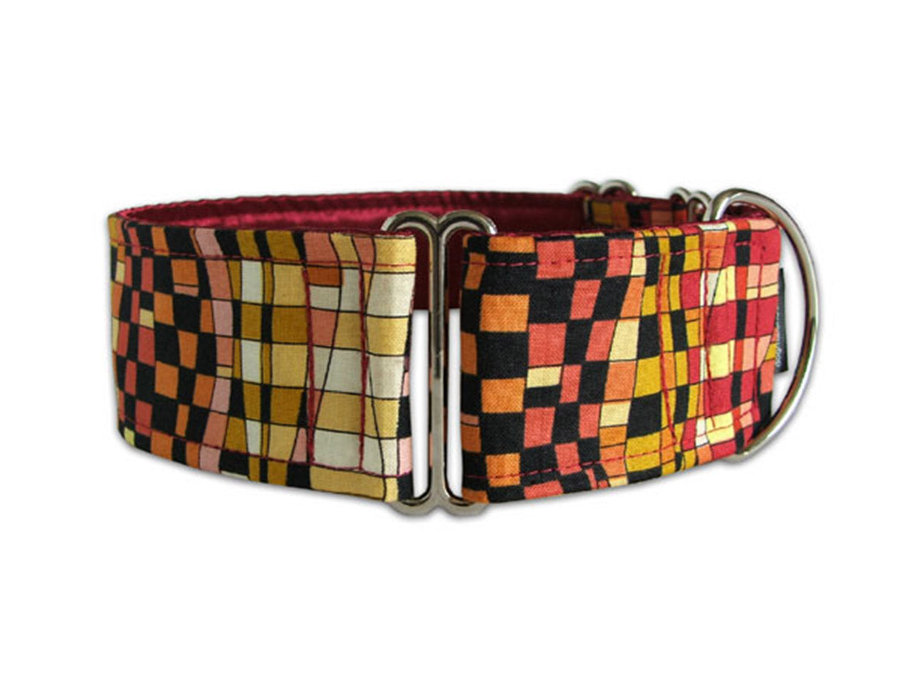 Funky check pattern in shades of red and black is cool for any pup with a bit of attitude!