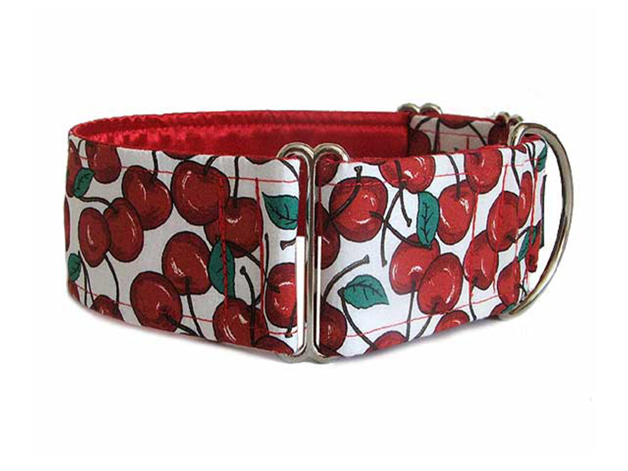 Bright red cherries add a dash of pizzazz to any pup's wardrobe!