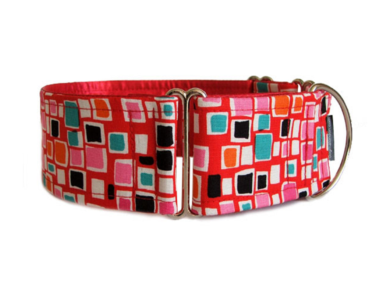 Pops of color on bright red make a snazzy accessory for any fashion-forward hound!