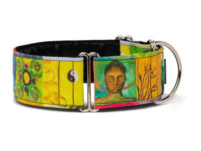 Colorful Buddhist images make Satori the perfect collar for the enlightened pup!