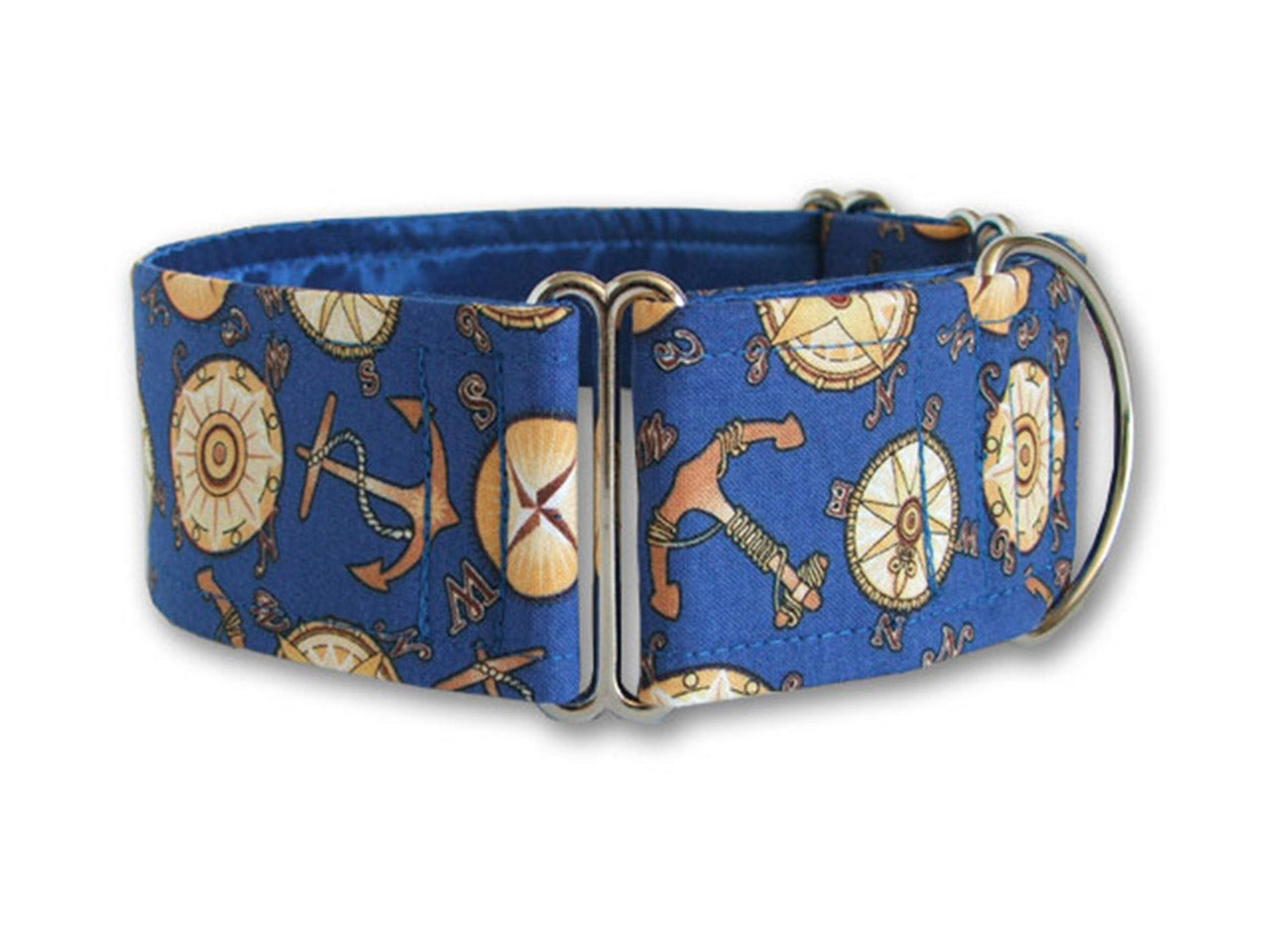 Rover will chart a course to his next adventure (or nap) in this stylish blue nautical-themed collar!