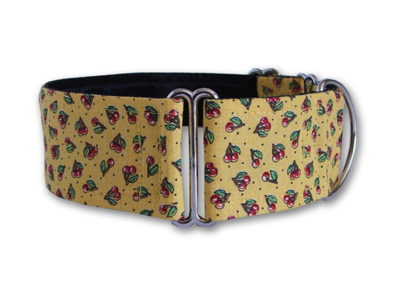 Petite red cherries sweeten up this sunny yellow collar, making a cheerful accessory for any stylish pup!
